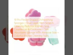 10 Pcs Flower-Shaped Dishwashing Sponges – Dual-Layer Non-Scratch Cleaning Pads For Kitchen, Sink, Countertop & Cookware – Soft Absorbent Sponge With Abrasive Side – Colorful Kitchen Cleaning Tools